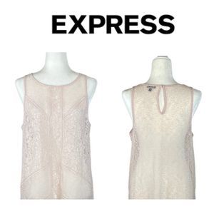 Express Light Pink Sheer Floral Lace Tank Top 90s Retro